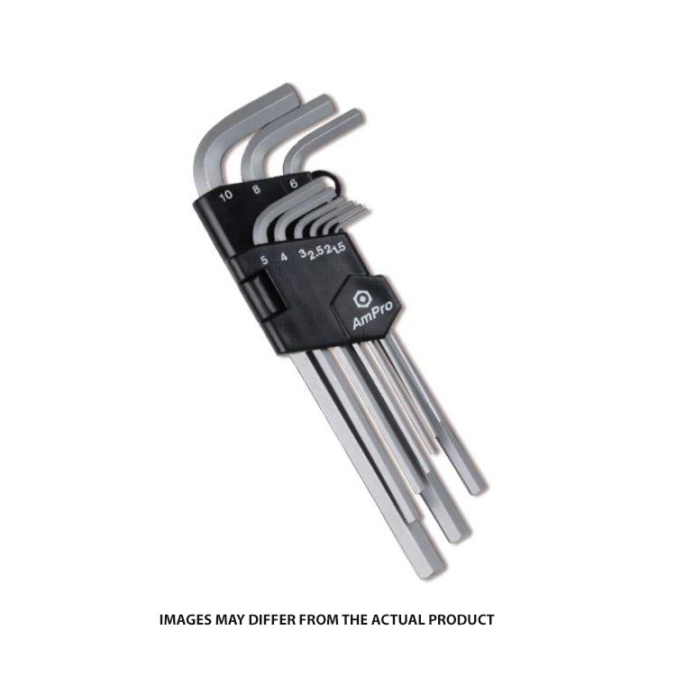 AMPRO HEX KEY 9PC LONG ARM SET